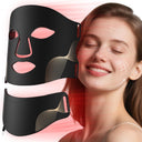 Red Light Therapy Mask for Face and Neck - Facial Skin Care Device, Portable, Lightweight, Rechargeable and Ergonomic Design for Home (Black)