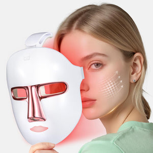 Red Light Therapy for Face, 7 Color Red Light Mask with 90 LEDs, At-Home Facial Care Device, Cordless, Portable, and Rechargeable